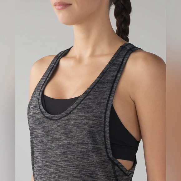 Lululemon Glide and Stride Tank Heathered Black / Black - Size 6 - Picture 8 of 11